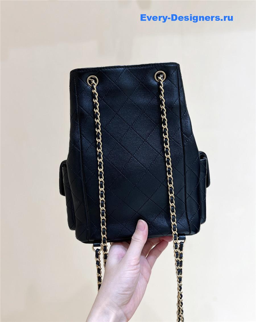 Ch**el black lambskin backpack