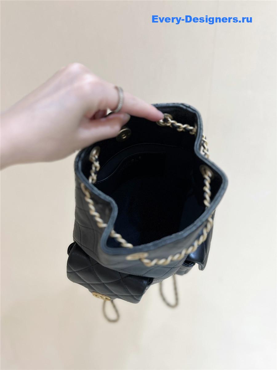 Ch**el black lambskin backpack