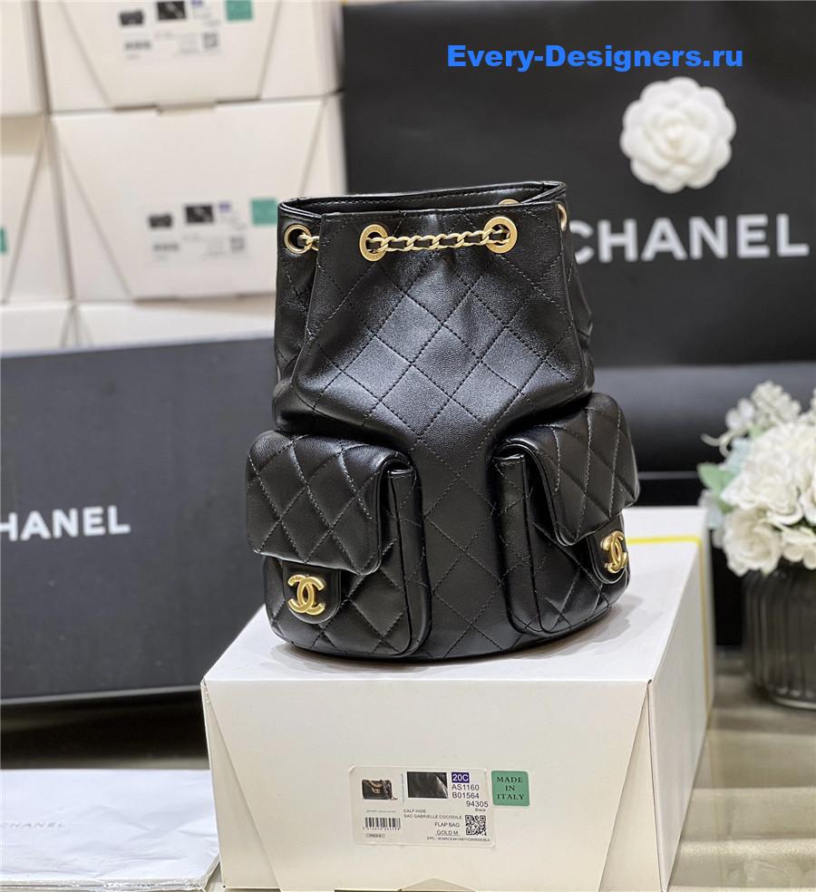 Ch**el black lambskin backpack