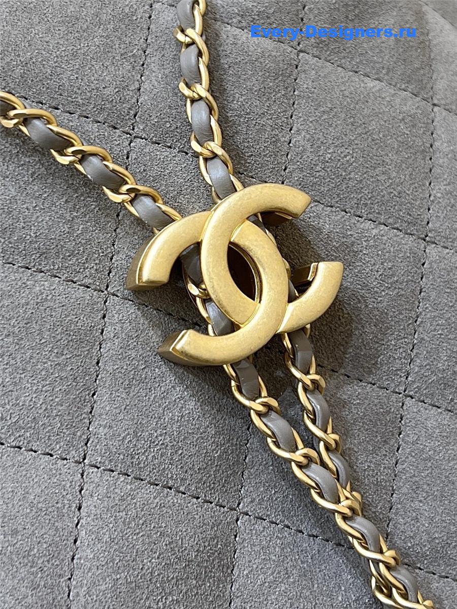 Ch**el gray suede hobo drawstring bucket