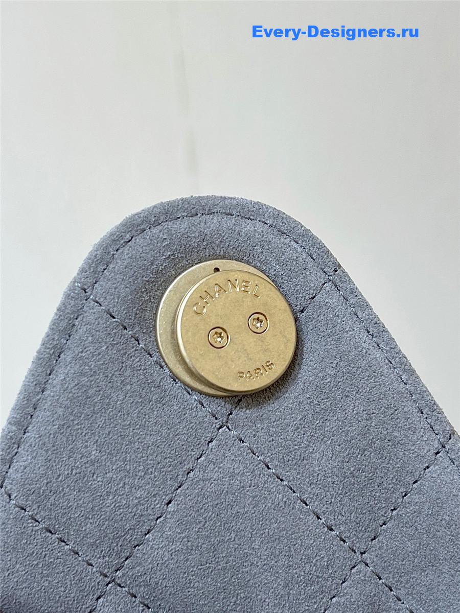 Ch**el gray suede hobo drawstring bucket