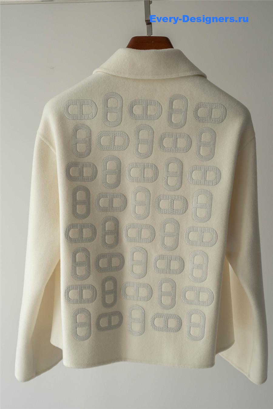 H**me5 embroidered mixed leather jacket beige