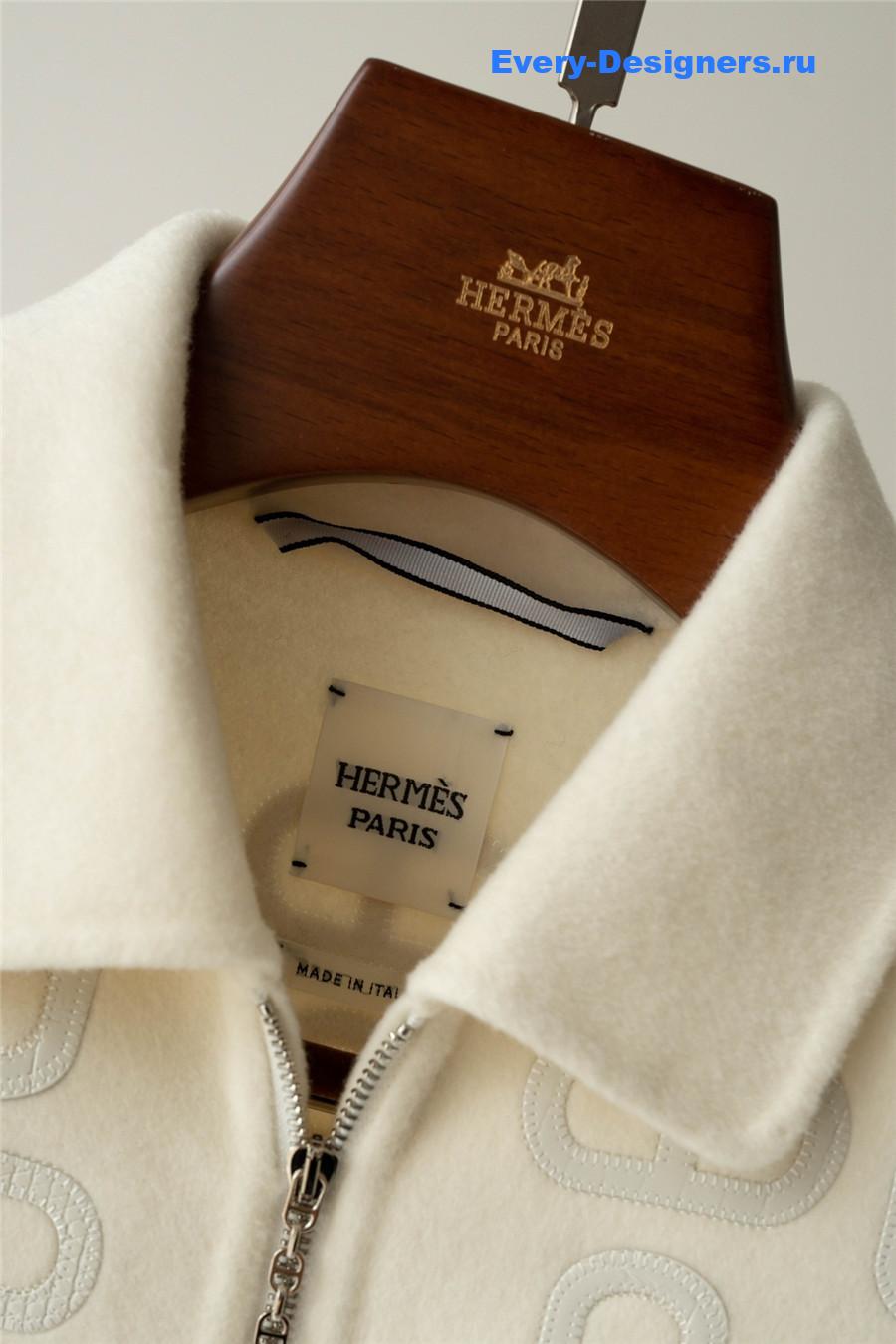 H**me5 embroidered mixed leather jacket beige