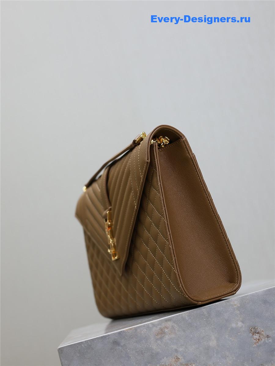 Sa1nt Lau*nt envelope triquilt large bag in brown