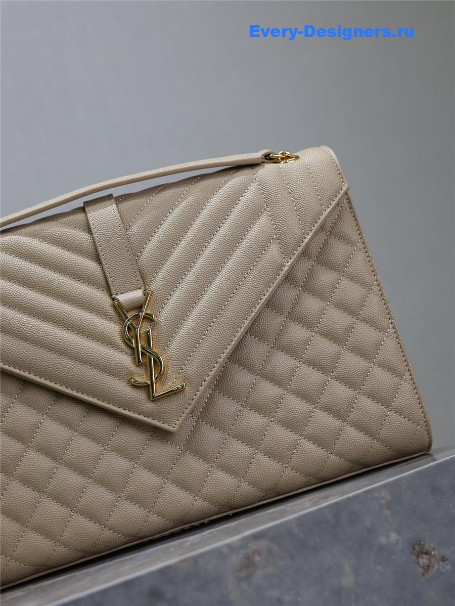 Sa1nt Lau*nt envelope triquilt large bag in beige