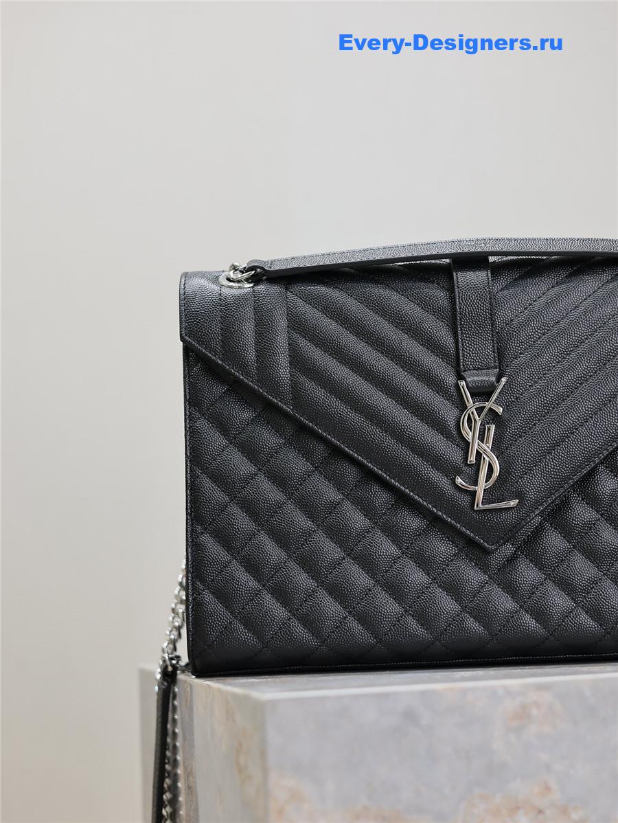 Sa1nt Lau*nt envelope triquilt large bag silver