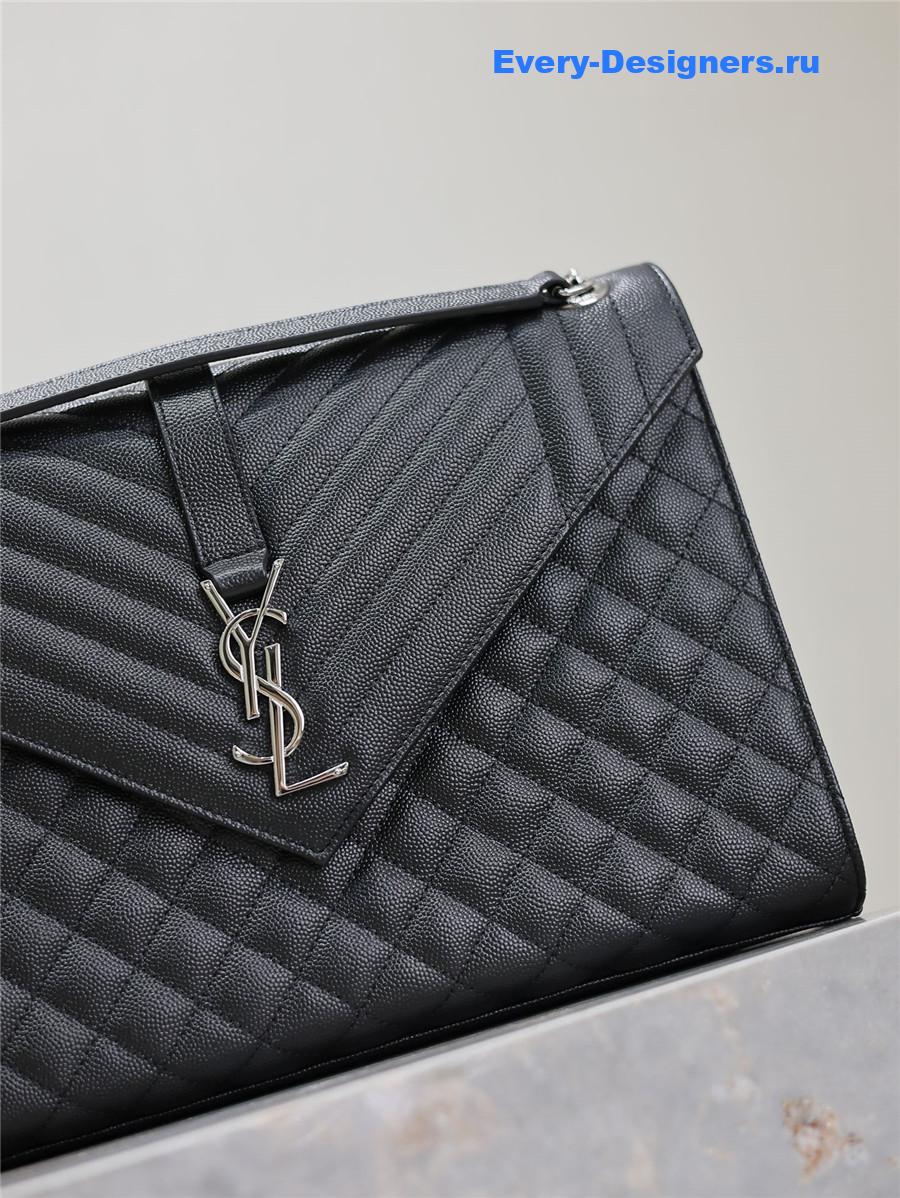 Sa1nt Lau*nt envelope triquilt large bag silver