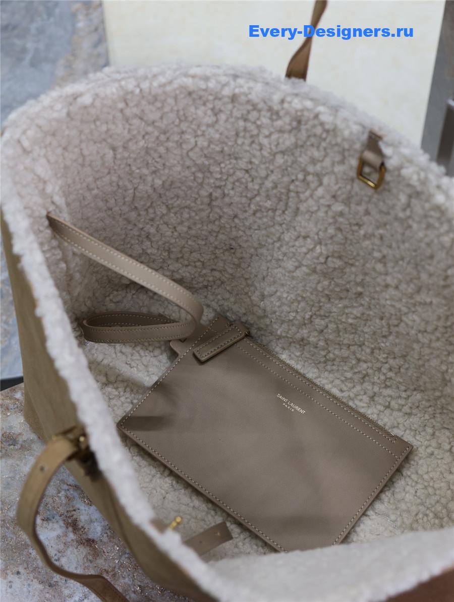 Sa1nt Lau*nt shearling suede tote