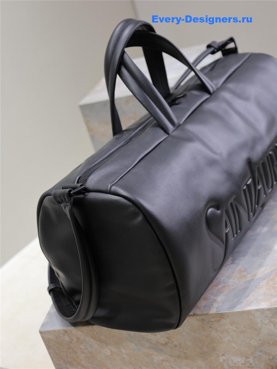 Sa1nt Lau*nt logo-debossed leather weekend bag black