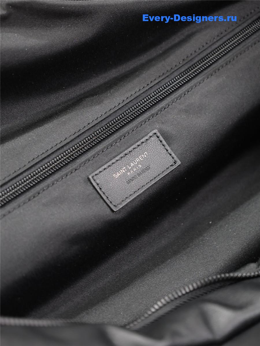 Sa1nt Lau*nt logo-debossed leather weekend bag black