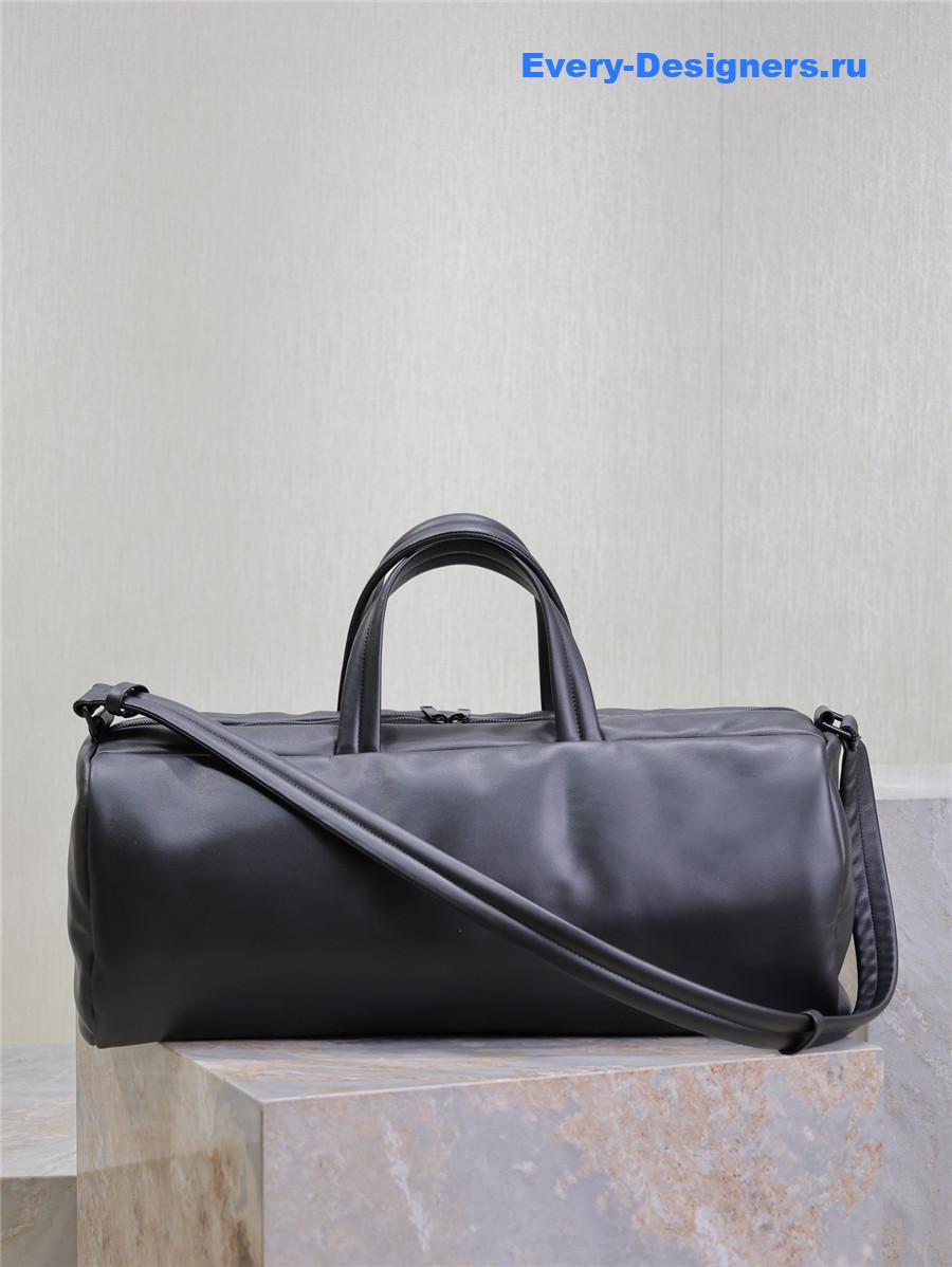 Sa1nt Lau*nt logo-debossed leather weekend bag black