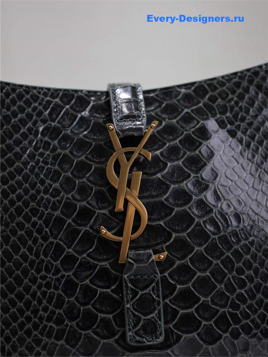 Sa1nt Lau*nt dark green croc-embossed le 5 à 7 hobo bag