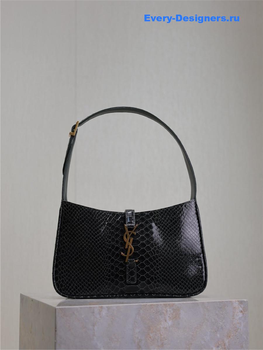 Sa1nt Lau*nt dark green croc-embossed le 5 à 7 hobo bag