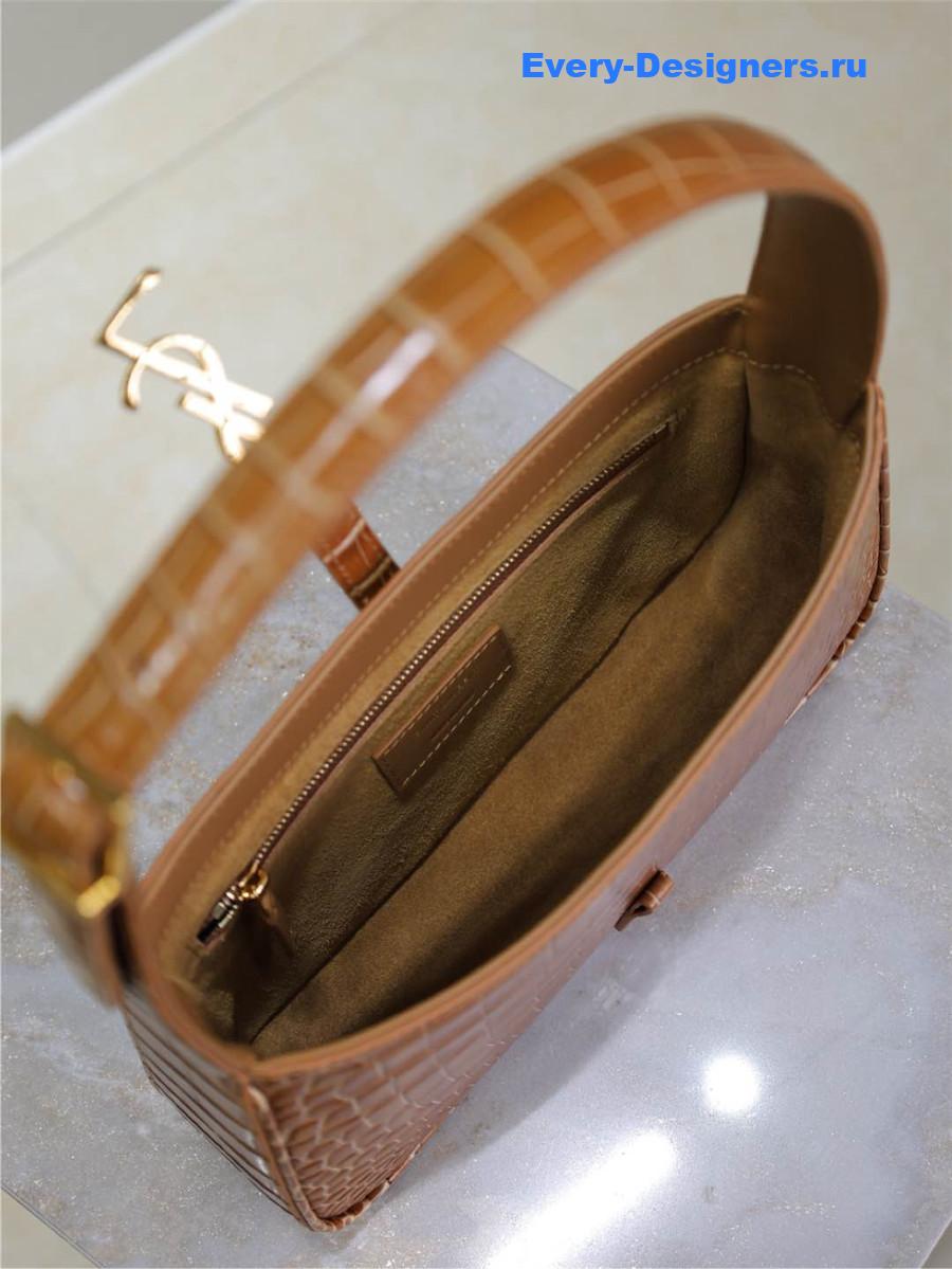 Sa1nt Lau*nt brown croc-embossed le 5 à 7 hobo bag