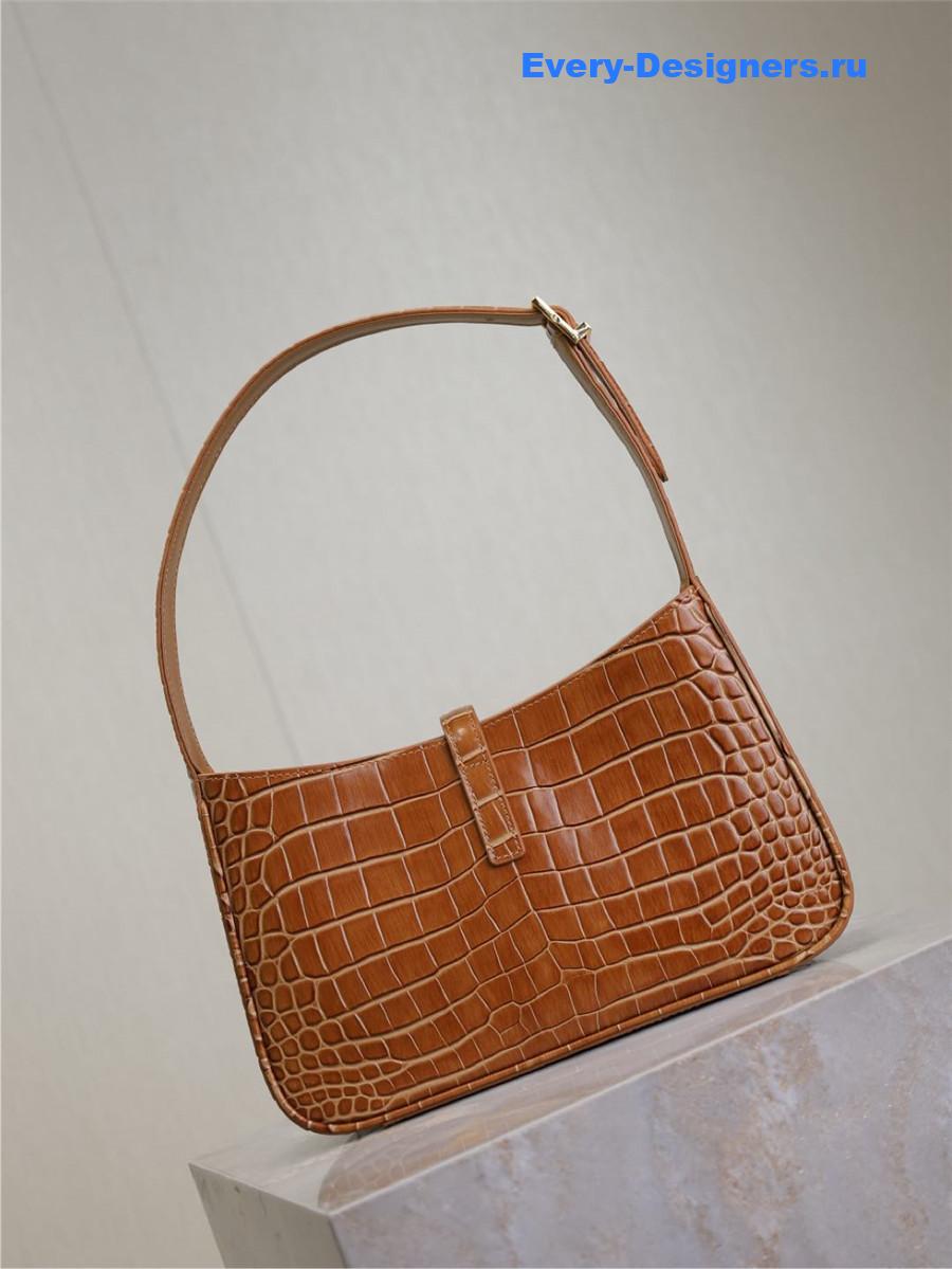 Sa1nt Lau*nt brown croc-embossed le 5 à 7 hobo bag