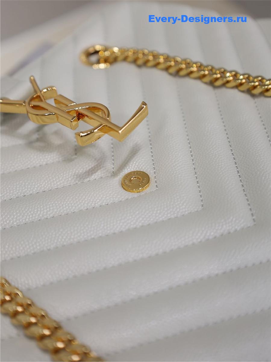 Sa1nt Lau*nt white chevron quilted monogram tote