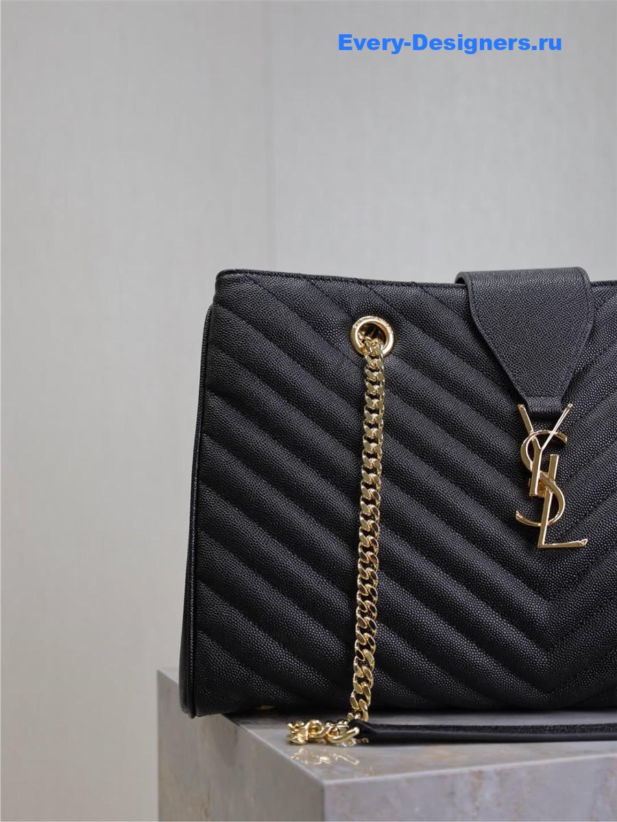 Sa1nt Lau*nt black chevron quilted monogram tote