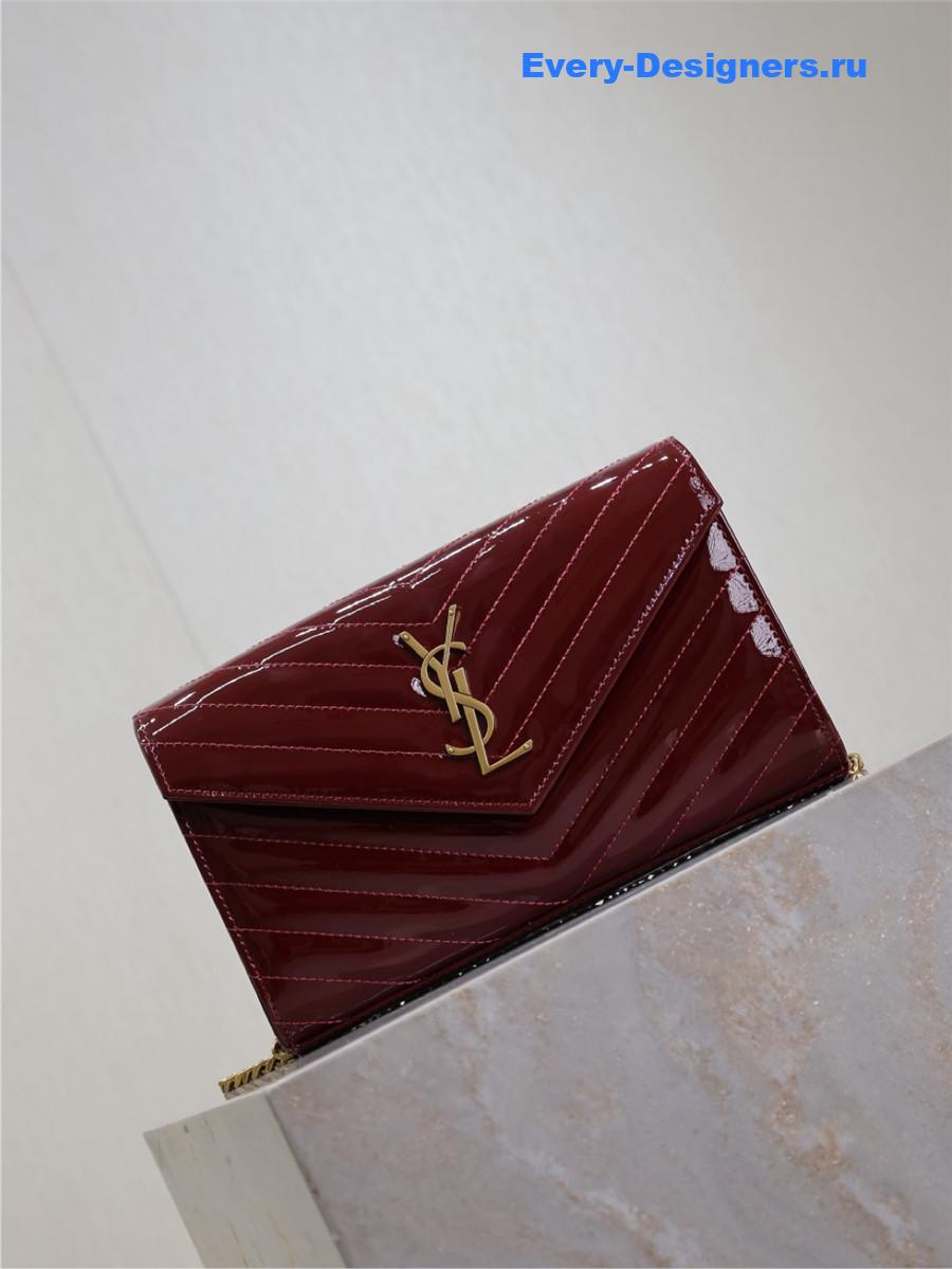Sa1nt Lau*nt envelope flap wallet in patent leather