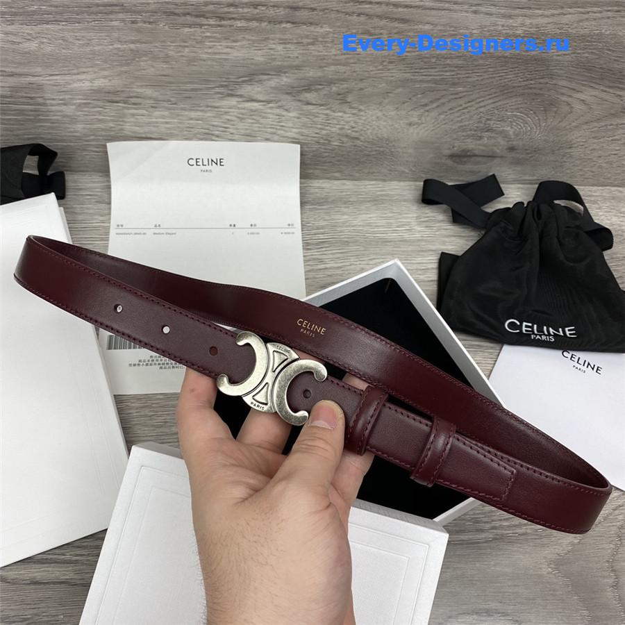 Ce1i*e burgundy leather macadam buckle belt
