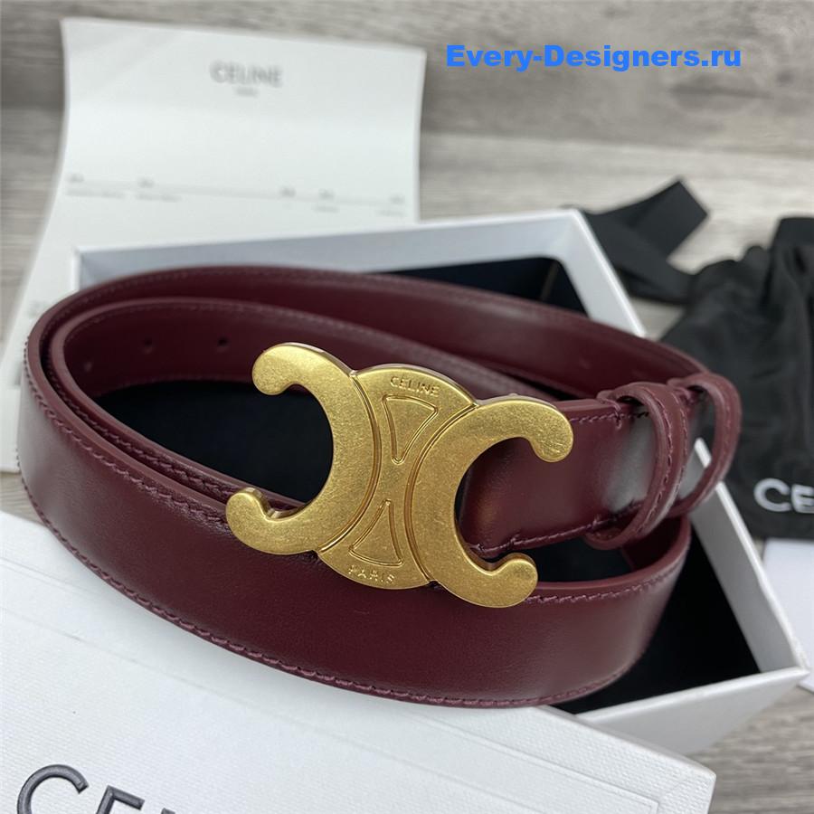 Ce1i*e burgundy leather macadam buckle belt