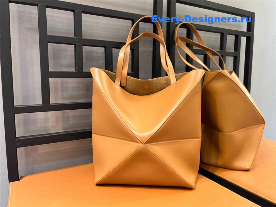 L0ew* puzzle fold convertible medium leather tote brown