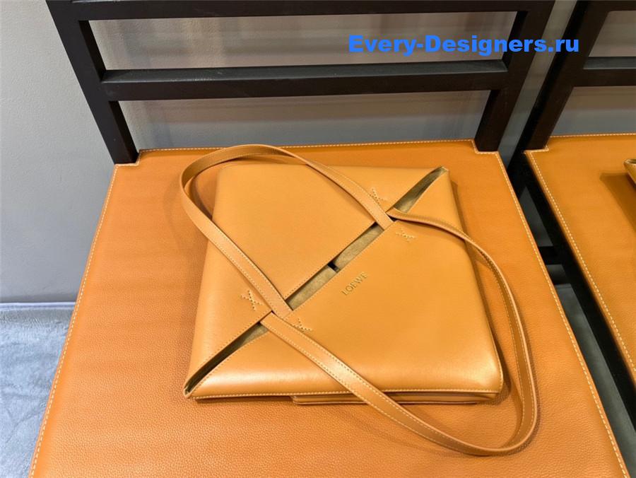 L0ew* puzzle fold convertible medium leather tote brown