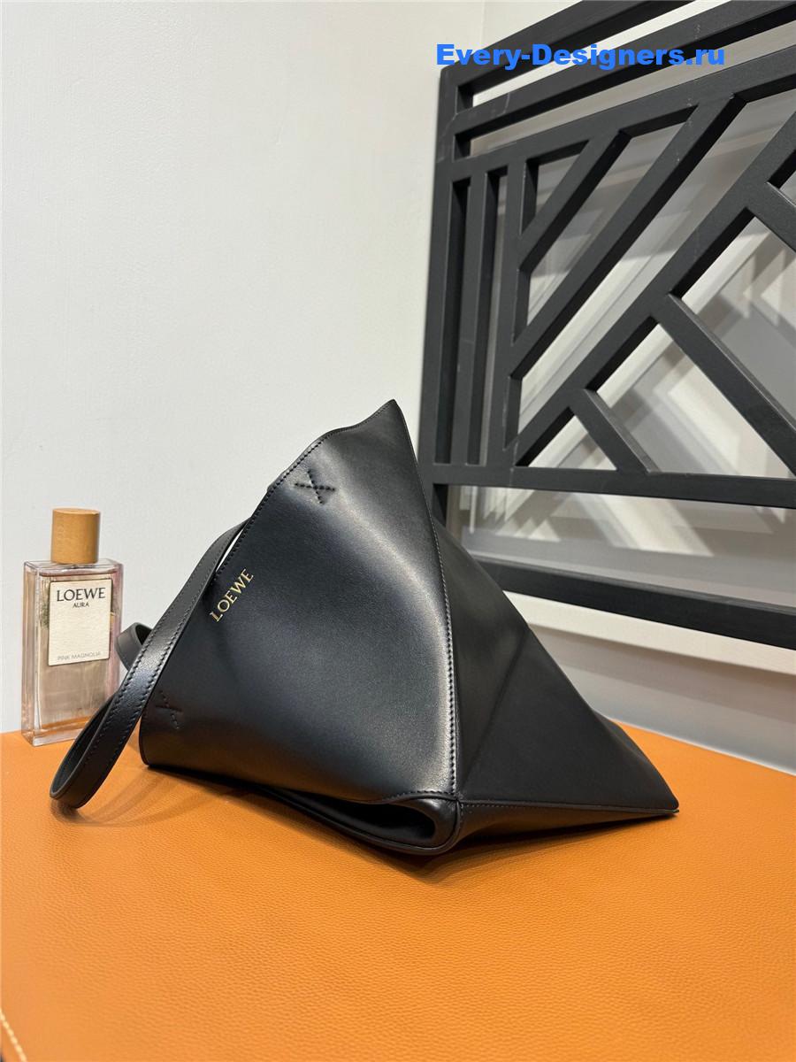 L0ew* puzzle fold convertible medium leather tote black