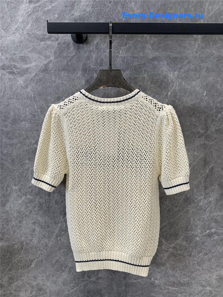 D10r hollow knit short-sleeved top