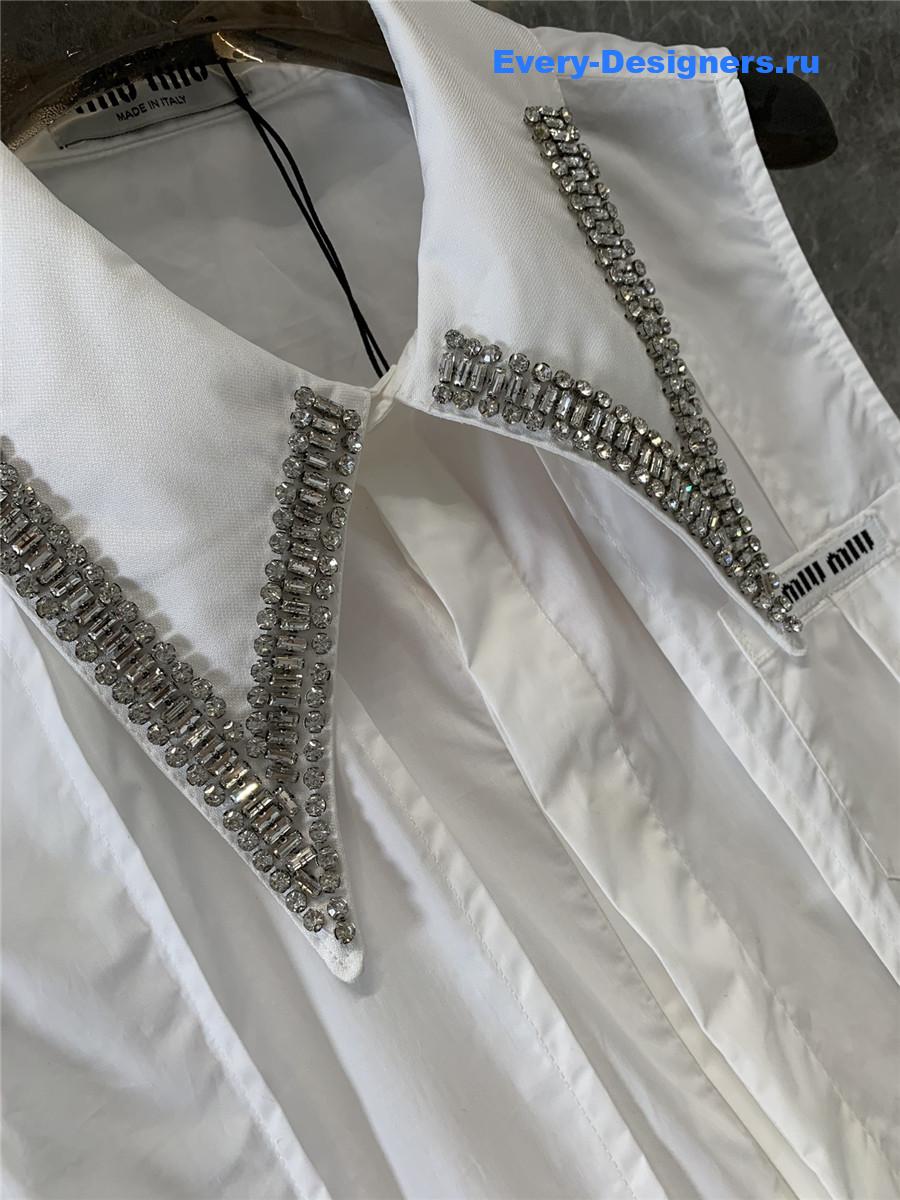 Miu Miu Rhinestone Sleeveless Vest Shirt