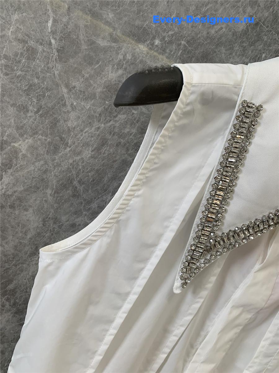 Miu Miu Rhinestone Sleeveless Vest Shirt
