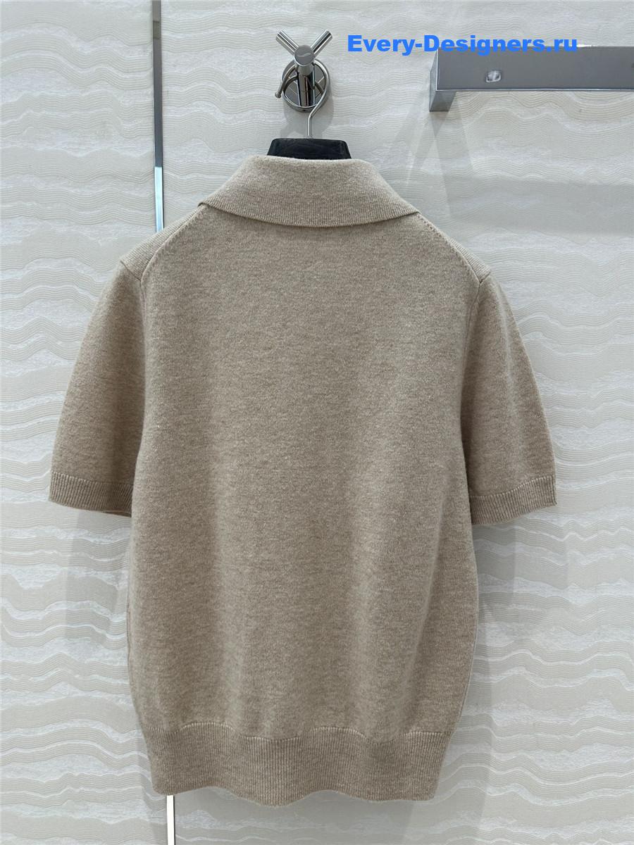 Miu Miu Cashmere Polo Top Brown