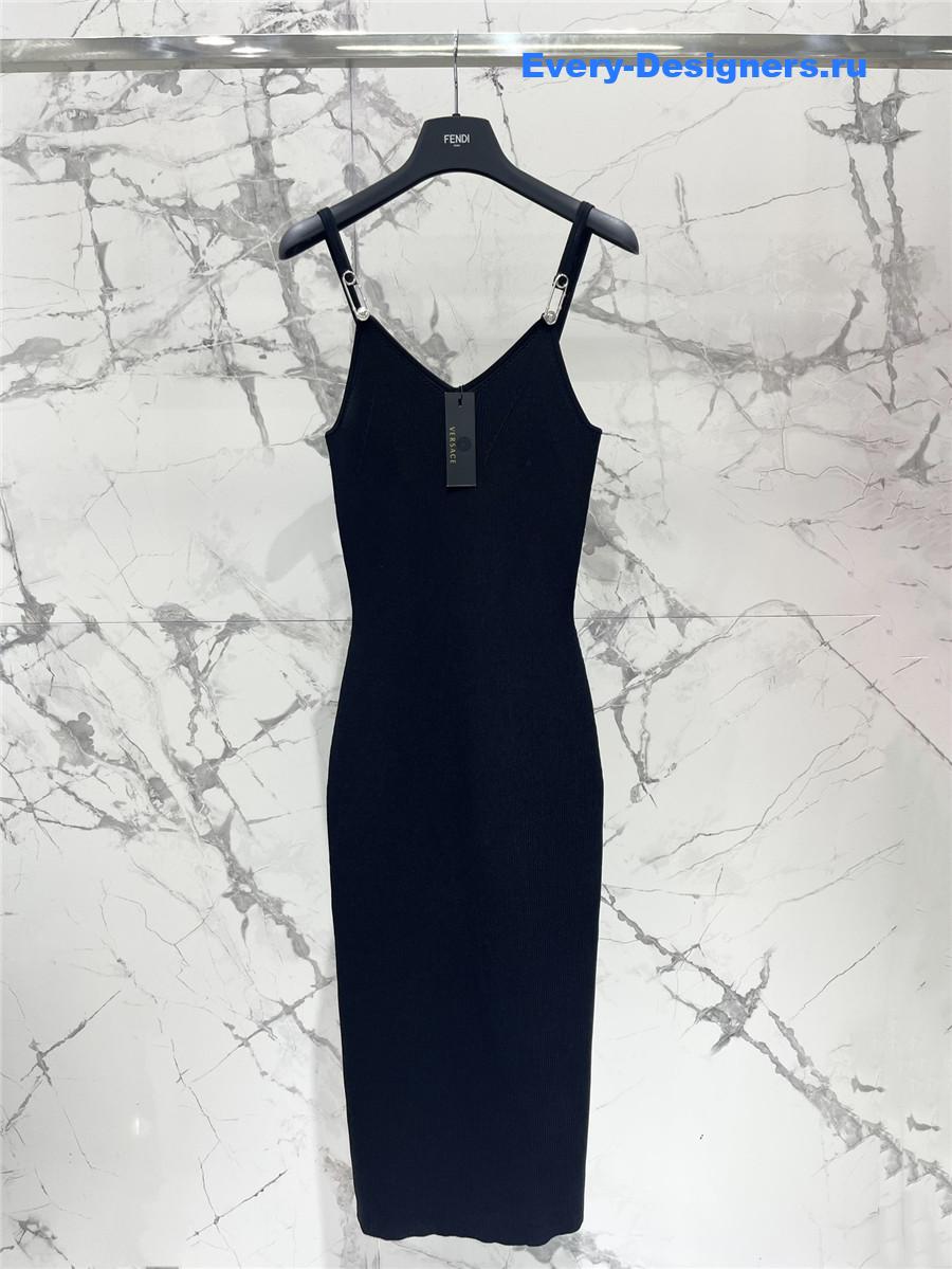 Versace Stretch Black Suspender Dress