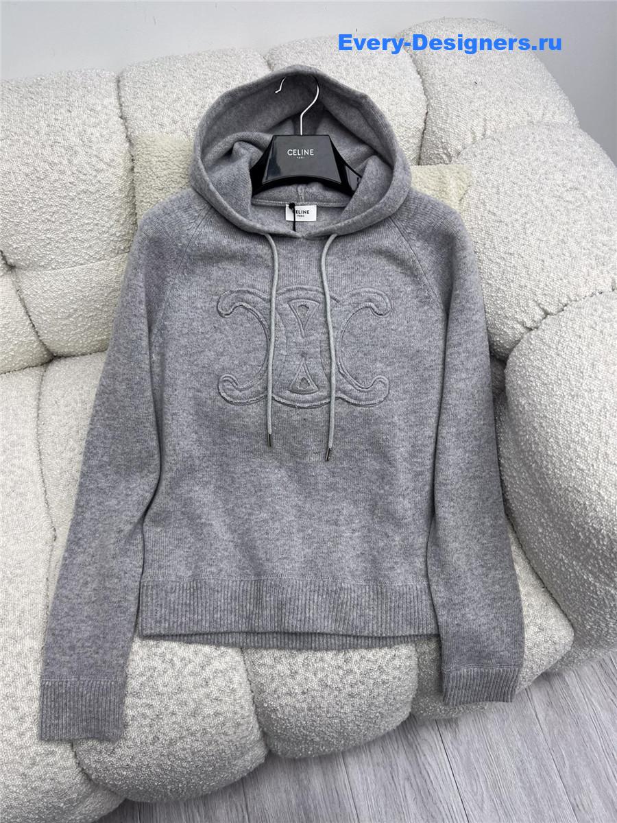 Ce1i*e grey cashmere knitted hoodie
