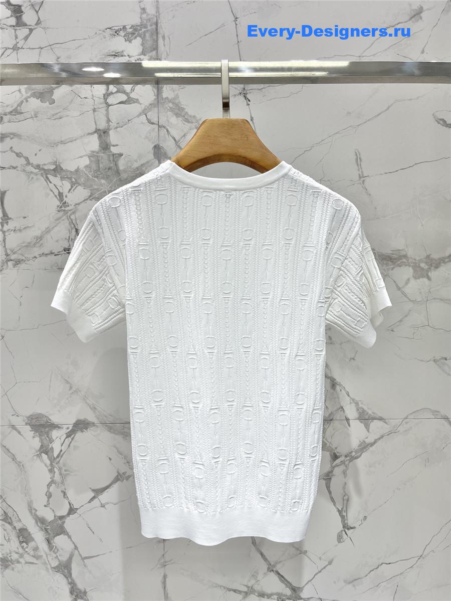 H**me5 white knitted crew neck short sleeves