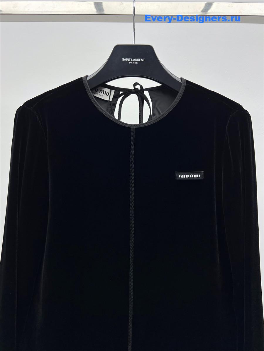 Miu Miu Velvet Tie-Back Midi Dress