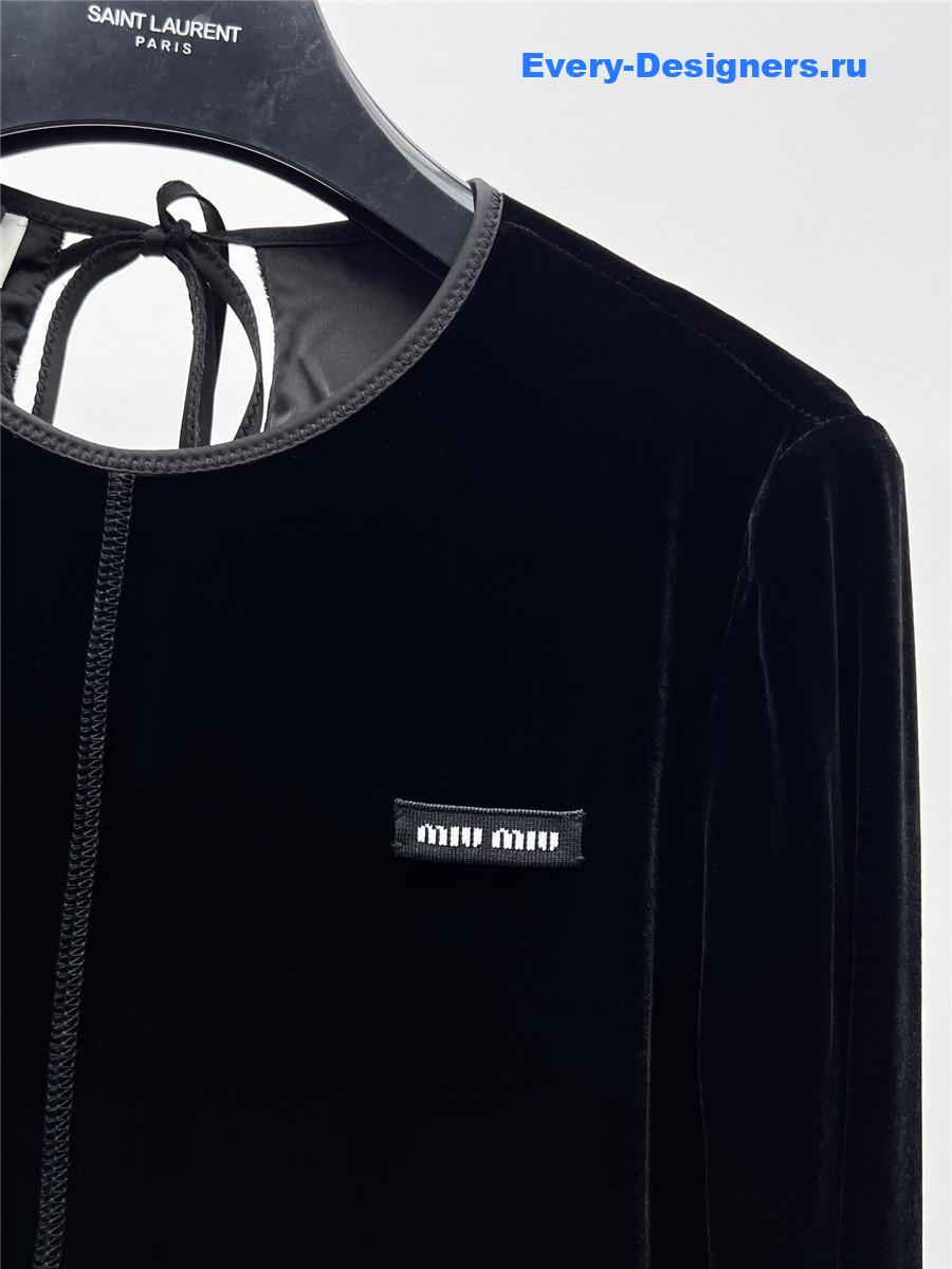 Miu Miu Velvet Tie-Back Midi Dress