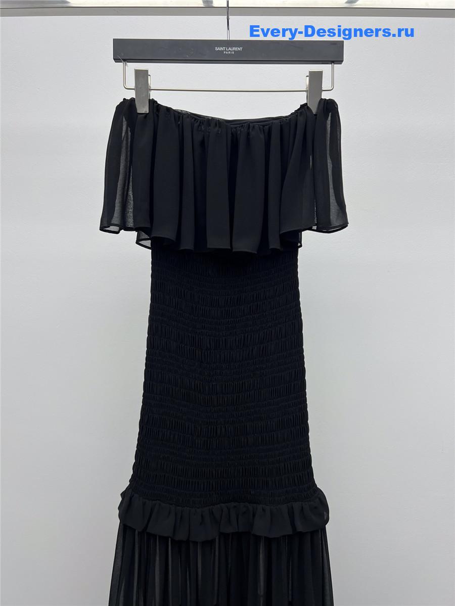 Sa1nt Lau*nt black strapless long dress