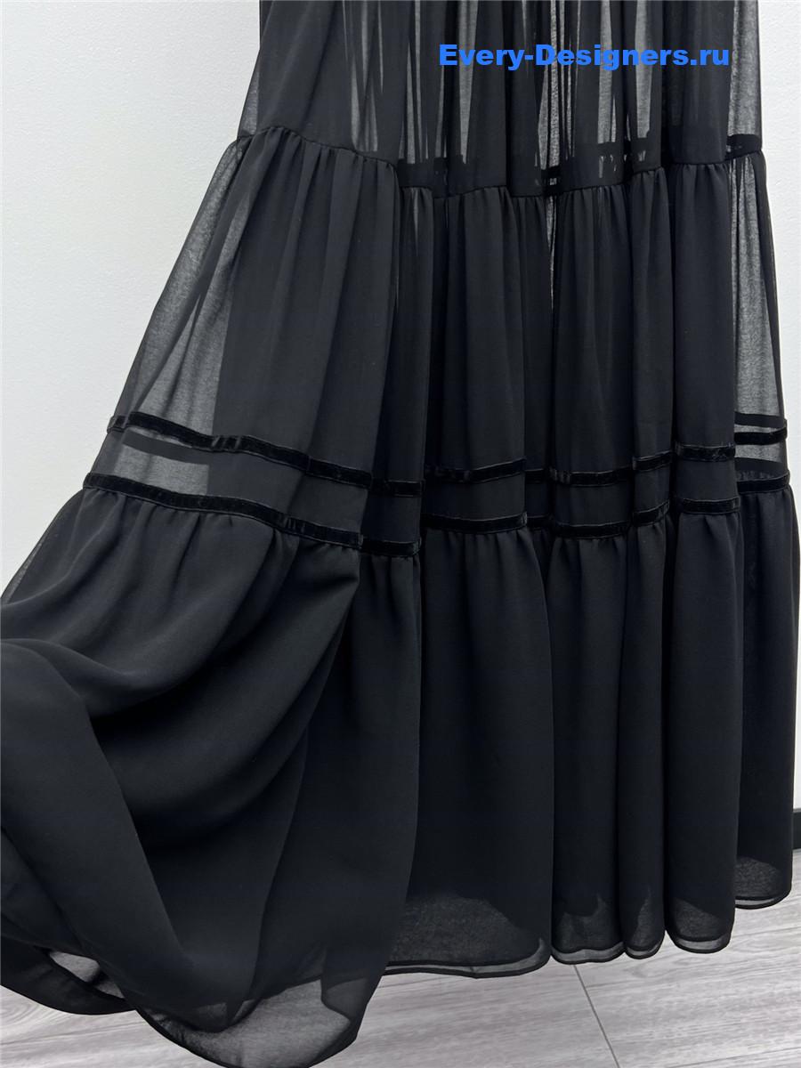 Sa1nt Lau*nt black strapless long dress