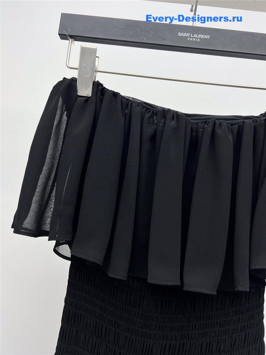 Sa1nt Lau*nt black strapless long dress