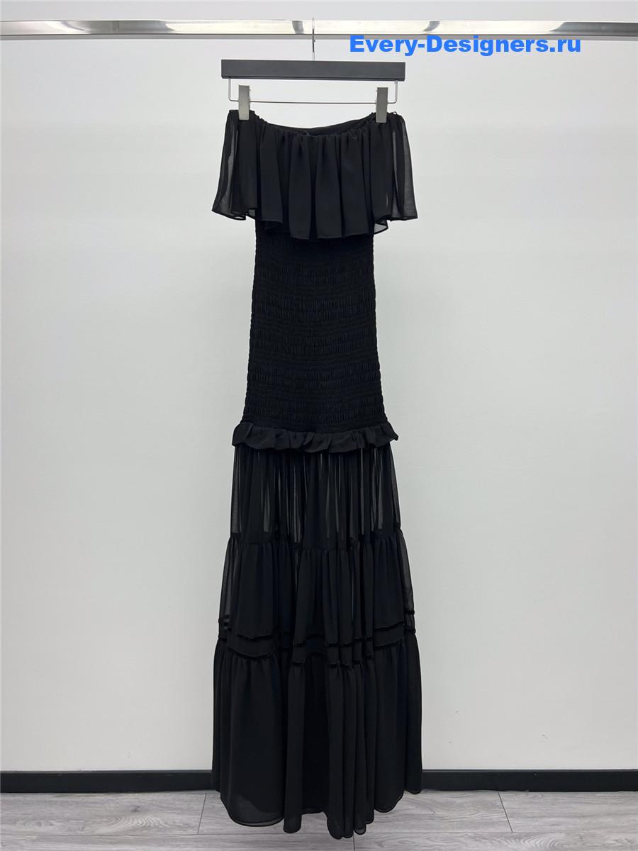 Sa1nt Lau*nt black strapless long dress
