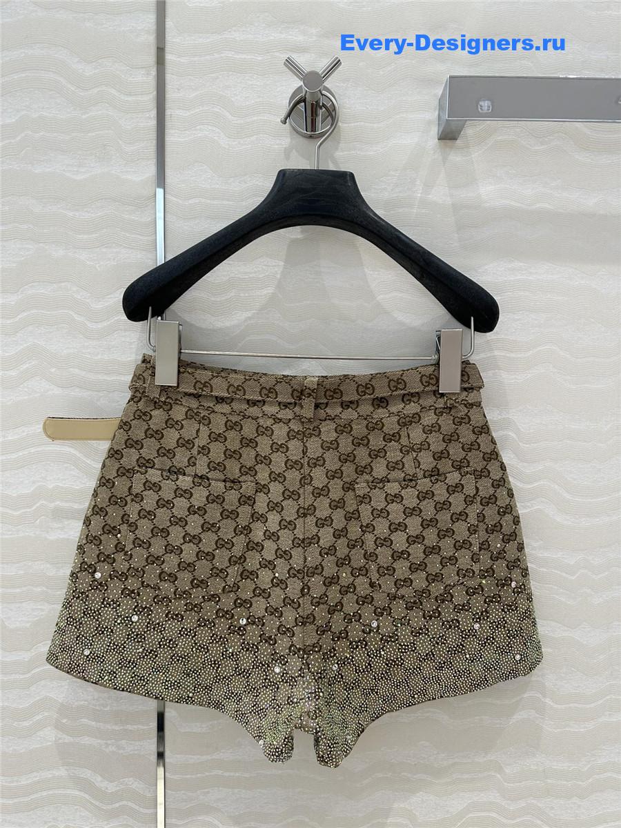 gvc*1 crystal D1am0nd gg monogram woven shorts