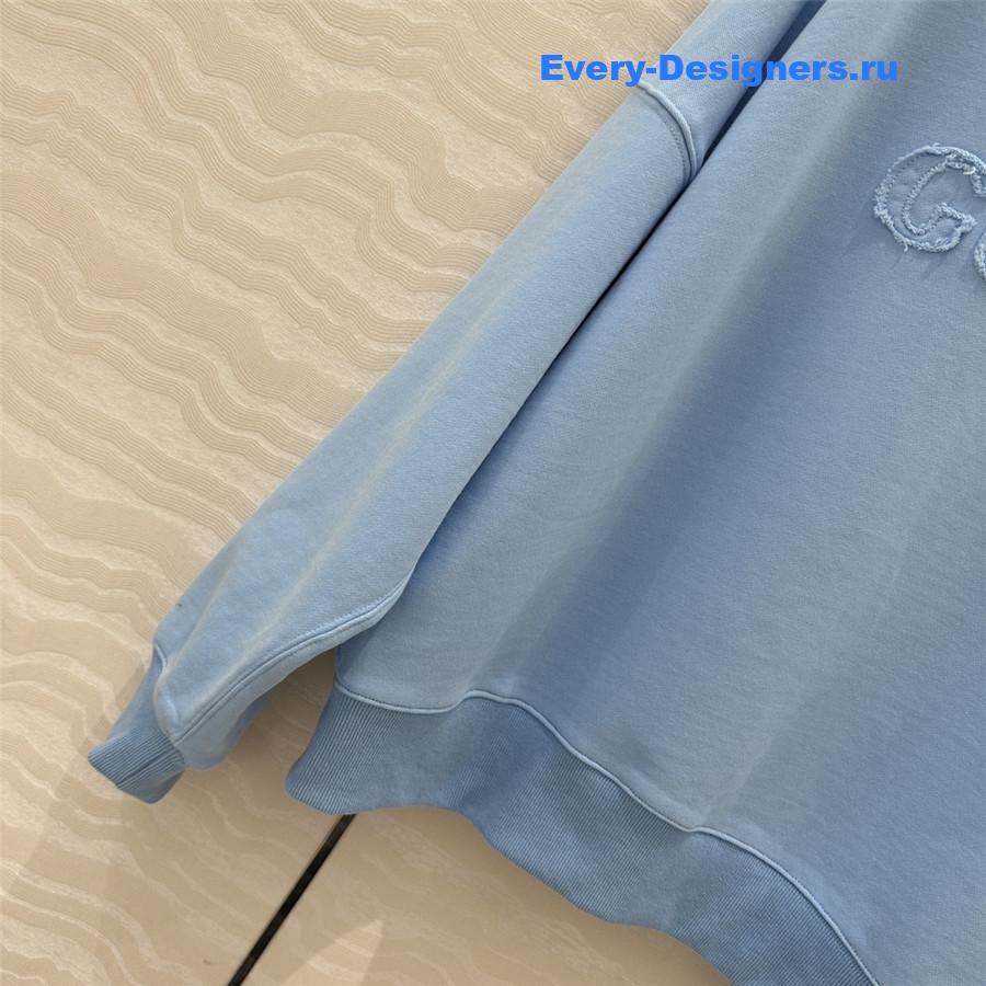 Gvc*1 embroidered blue cotton jersey sweatshirt