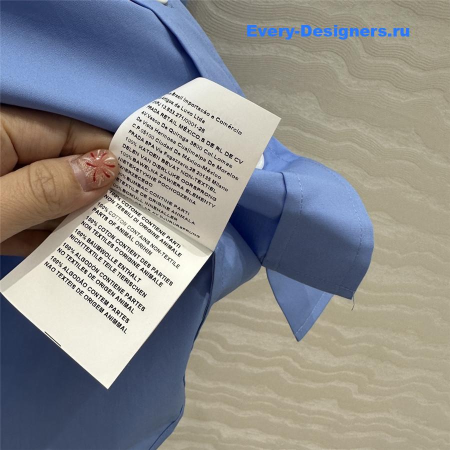 Miu Miu Embroidered Logo Scarf Tie Shirt Blue