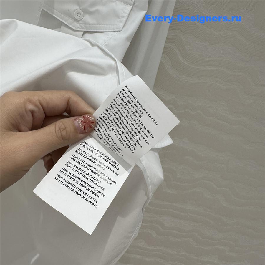 Miu Miu Embroidered Logo Scarf Tie Shirt White