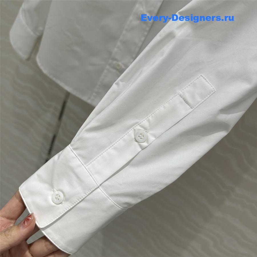 Miu Miu Embroidered Logo Scarf Tie Shirt White