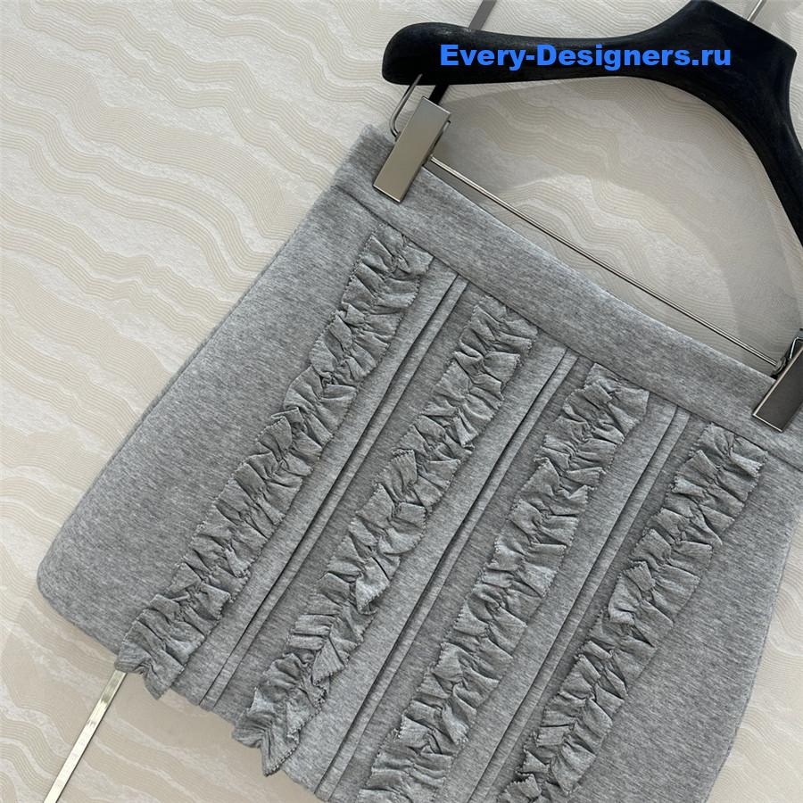 Miu Miu Embroidered Logo Lace Short Skirt