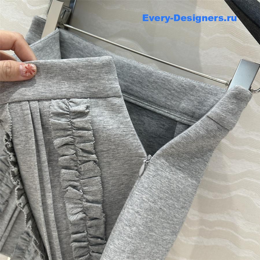 Miu Miu Embroidered Logo Lace Short Skirt