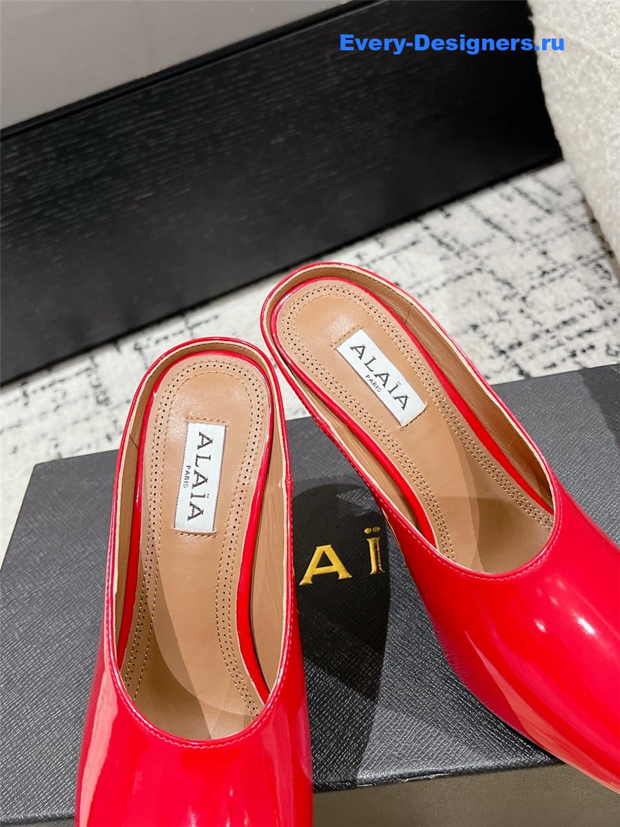 Alaia Red Patent Leather Spike Mules