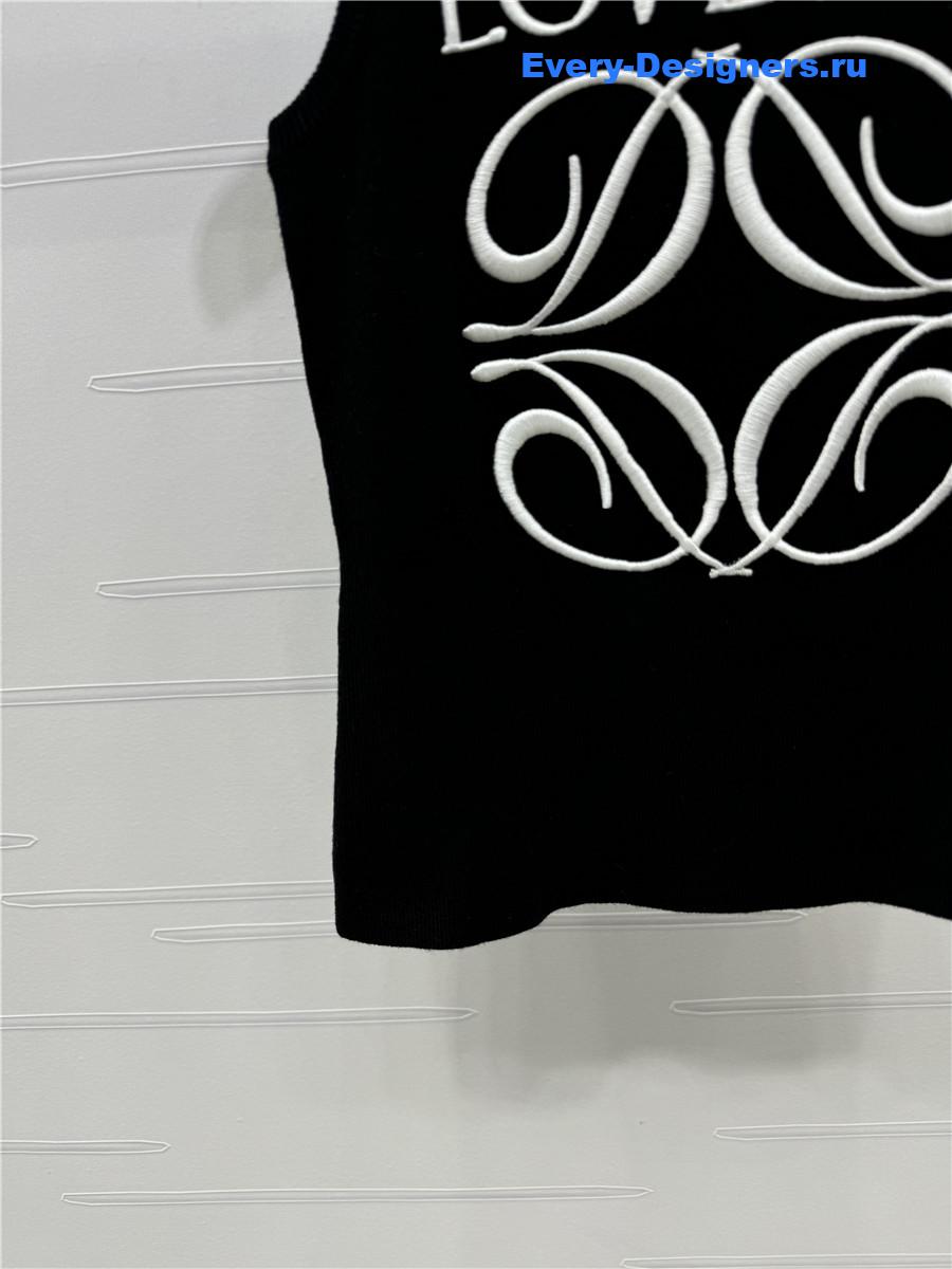 L0ew* embroidered knitted vest black