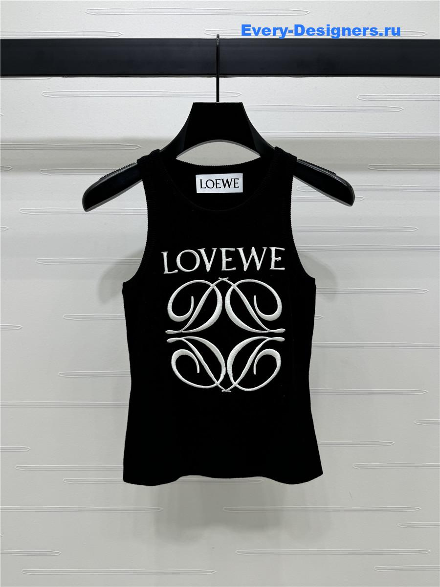 L0ew* embroidered knitted vest black
